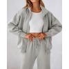 imageBTFBM Womens Sweatsuits 2 Piece Set 2025 Fleece Long Sleeve Zip Up Sweatshirt Sweatpants Winter Fall Outfits Jogger SetsGrey