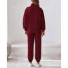 imageBTFBM Womens Sweatsuits 2 Piece Set 2025 Fleece Long Sleeve Zip Up Sweatshirt Sweatpants Winter Fall Outfits Jogger SetsWine Red