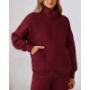 imageBTFBM Womens Sweatsuits 2 Piece Set 2025 Fleece Long Sleeve Zip Up Sweatshirt Sweatpants Winter Fall Outfits Jogger SetsWine Red