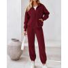 imageBTFBM Womens Sweatsuits 2 Piece Set 2025 Fleece Long Sleeve Zip Up Sweatshirt Sweatpants Winter Fall Outfits Jogger SetsWine Red
