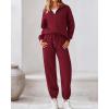 imageBTFBM Womens Sweatsuits 2 Piece Set 2025 Fleece Long Sleeve Zip Up Sweatshirt Sweatpants Winter Fall Outfits Jogger SetsWine Red