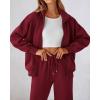 imageBTFBM Womens Sweatsuits 2 Piece Set 2025 Fleece Long Sleeve Zip Up Sweatshirt Sweatpants Winter Fall Outfits Jogger SetsWine Red