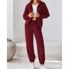 imageBTFBM Womens Sweatsuits 2 Piece Set 2025 Fleece Long Sleeve Zip Up Sweatshirt Sweatpants Winter Fall Outfits Jogger SetsWine Red