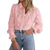 imageBTFBM Long Sleeve Lace Blouses for Women 2025 Spring Dressy Casual Button Down Shirts Date Night Outfit Club Party TopsPink