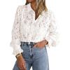 imageBTFBM Long Sleeve Lace Blouses for Women 2025 Spring Dressy Casual Button Down Shirts Date Night Outfit Club Party TopsWhite