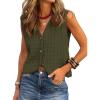 imageBTFBM Summer Sweater Vest for Women 2025 Sleeveless V Neck Lightweight Button Up Cardigan Knit Tank Tops Spring ClothesArmy Green