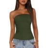 imageBTFBM Womens Strapless Tube Tops Summer Spring Clothes 2025 Trendy Casual Ruched Stretchy Going Out Bodycon Bandeau TopArmy Green