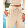 imageBTFBM Casual 2 Piece Sets For Women Spring Outfits 2025 Long Sleeve Crop Top Wide Leg Pants Summer Matching Lounge SetSolid Beige