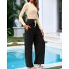 imageBTFBM Casual 2 Piece Sets For Women Spring Outfits 2025 Long Sleeve Crop Top Wide Leg Pants Summer Matching Lounge SetSolid Beige Black