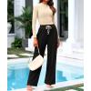imageBTFBM Casual 2 Piece Sets For Women Spring Outfits 2025 Long Sleeve Crop Top Wide Leg Pants Summer Matching Lounge SetSolid Beige Black