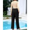 imageBTFBM Casual 2 Piece Sets For Women Spring Outfits 2025 Long Sleeve Crop Top Wide Leg Pants Summer Matching Lounge SetSolid Beige Black