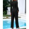 imageBTFBM Casual 2 Piece Sets For Women Spring Outfits 2025 Long Sleeve Crop Top Wide Leg Pants Summer Matching Lounge SetSolid Black