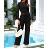 imageBTFBM Casual 2 Piece Sets For Women Spring Outfits 2025 Long Sleeve Crop Top Wide Leg Pants Summer Matching Lounge SetSolid Black