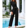 imageBTFBM Casual 2 Piece Sets For Women Spring Outfits 2025 Long Sleeve Crop Top Wide Leg Pants Summer Matching Lounge SetSolid Black