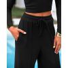 imageBTFBM Casual 2 Piece Sets For Women Spring Outfits 2025 Long Sleeve Crop Top Wide Leg Pants Summer Matching Lounge SetSolid Black