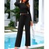 imageBTFBM Casual 2 Piece Sets For Women Spring Outfits 2025 Long Sleeve Crop Top Wide Leg Pants Summer Matching Lounge SetSolid Black