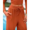 imageBTFBM Casual 2 Piece Sets For Women Spring Outfits 2025 Long Sleeve Crop Top Wide Leg Pants Summer Matching Lounge SetSolid Brick Red