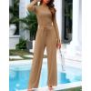 imageBTFBM Casual 2 Piece Sets For Women Spring Outfits 2025 Long Sleeve Crop Top Wide Leg Pants Summer Matching Lounge SetSolid Camel