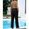 imageBTFBM Casual 2 Piece Sets For Women Spring Outfits 2025 Long Sleeve Crop Top Wide Leg Pants Summer Matching Lounge SetSolid Camel Black