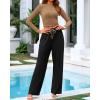 imageBTFBM Casual 2 Piece Sets For Women Spring Outfits 2025 Long Sleeve Crop Top Wide Leg Pants Summer Matching Lounge SetSolid Camel Black