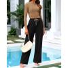 imageBTFBM Casual 2 Piece Sets For Women Spring Outfits 2025 Long Sleeve Crop Top Wide Leg Pants Summer Matching Lounge SetSolid Camel Black