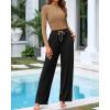 imageBTFBM Casual 2 Piece Sets For Women Spring Outfits 2025 Long Sleeve Crop Top Wide Leg Pants Summer Matching Lounge SetSolid Camel Black