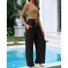 imageBTFBM Casual 2 Piece Sets For Women Spring Outfits 2025 Long Sleeve Crop Top Wide Leg Pants Summer Matching Lounge SetSolid Camel Black