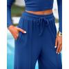 imageBTFBM Casual 2 Piece Sets For Women Spring Outfits 2025 Long Sleeve Crop Top Wide Leg Pants Summer Matching Lounge SetSolid Dark Blue