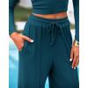 imageBTFBM Casual 2 Piece Sets For Women Spring Outfits 2025 Long Sleeve Crop Top Wide Leg Pants Summer Matching Lounge SetSolid Lake Blue