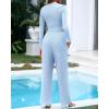 imageBTFBM Casual 2 Piece Sets For Women Spring Outfits 2025 Long Sleeve Crop Top Wide Leg Pants Summer Matching Lounge SetSolid Light Blue