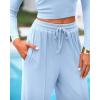imageBTFBM Casual 2 Piece Sets For Women Spring Outfits 2025 Long Sleeve Crop Top Wide Leg Pants Summer Matching Lounge SetSolid Light Blue