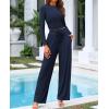 imageBTFBM Casual 2 Piece Sets For Women Spring Outfits 2025 Long Sleeve Crop Top Wide Leg Pants Summer Matching Lounge SetSolid Navy