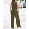 imageBTFBM One Piece Jumpsuits For Women Dressy Casual Spring Summer Outfits 2025 Sleeveless Mock Neck Wide Leg Pants RompersArmy Green
