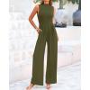 imageBTFBM One Piece Jumpsuits For Women Dressy Casual Spring Summer Outfits 2025 Sleeveless Mock Neck Wide Leg Pants RompersArmy Green