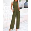 imageBTFBM One Piece Jumpsuits For Women Dressy Casual Spring Summer Outfits 2025 Sleeveless Mock Neck Wide Leg Pants RompersArmy Green