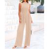 imageBTFBM One Piece Jumpsuits For Women Dressy Casual Spring Summer Outfits 2025 Sleeveless Mock Neck Wide Leg Pants RompersBeige