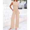 imageBTFBM One Piece Jumpsuits For Women Dressy Casual Spring Summer Outfits 2025 Sleeveless Mock Neck Wide Leg Pants RompersBeige