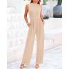 imageBTFBM One Piece Jumpsuits For Women Dressy Casual Spring Summer Outfits 2025 Sleeveless Mock Neck Wide Leg Pants RompersBeige