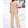 imageBTFBM One Piece Jumpsuits For Women Dressy Casual Spring Summer Outfits 2025 Sleeveless Mock Neck Wide Leg Pants RompersBeige