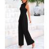 imageBTFBM One Piece Jumpsuits For Women Dressy Casual Spring Summer Outfits 2025 Sleeveless Mock Neck Wide Leg Pants RompersBlack