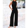 imageBTFBM One Piece Jumpsuits For Women Dressy Casual Spring Summer Outfits 2025 Sleeveless Mock Neck Wide Leg Pants RompersBlack