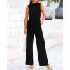 imageBTFBM One Piece Jumpsuits For Women Dressy Casual Spring Summer Outfits 2025 Sleeveless Mock Neck Wide Leg Pants RompersBlack