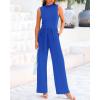 imageBTFBM One Piece Jumpsuits For Women Dressy Casual Spring Summer Outfits 2025 Sleeveless Mock Neck Wide Leg Pants RompersBlue