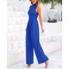 imageBTFBM One Piece Jumpsuits For Women Dressy Casual Spring Summer Outfits 2025 Sleeveless Mock Neck Wide Leg Pants RompersBlue