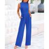 imageBTFBM One Piece Jumpsuits For Women Dressy Casual Spring Summer Outfits 2025 Sleeveless Mock Neck Wide Leg Pants RompersBlue