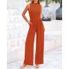 imageBTFBM One Piece Jumpsuits For Women Dressy Casual Spring Summer Outfits 2025 Sleeveless Mock Neck Wide Leg Pants RompersBrick Red