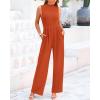 imageBTFBM One Piece Jumpsuits For Women Dressy Casual Spring Summer Outfits 2025 Sleeveless Mock Neck Wide Leg Pants RompersBrick Red
