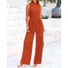 imageBTFBM One Piece Jumpsuits For Women Dressy Casual Spring Summer Outfits 2025 Sleeveless Mock Neck Wide Leg Pants RompersBrick Red