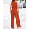 imageBTFBM One Piece Jumpsuits For Women Dressy Casual Spring Summer Outfits 2025 Sleeveless Mock Neck Wide Leg Pants RompersBrick Red
