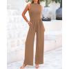 imageBTFBM One Piece Jumpsuits For Women Dressy Casual Spring Summer Outfits 2025 Sleeveless Mock Neck Wide Leg Pants RompersCamel